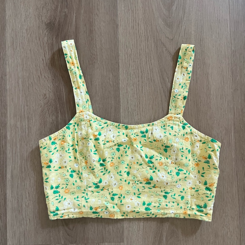 Aerie Floral Yellow Crop Top
